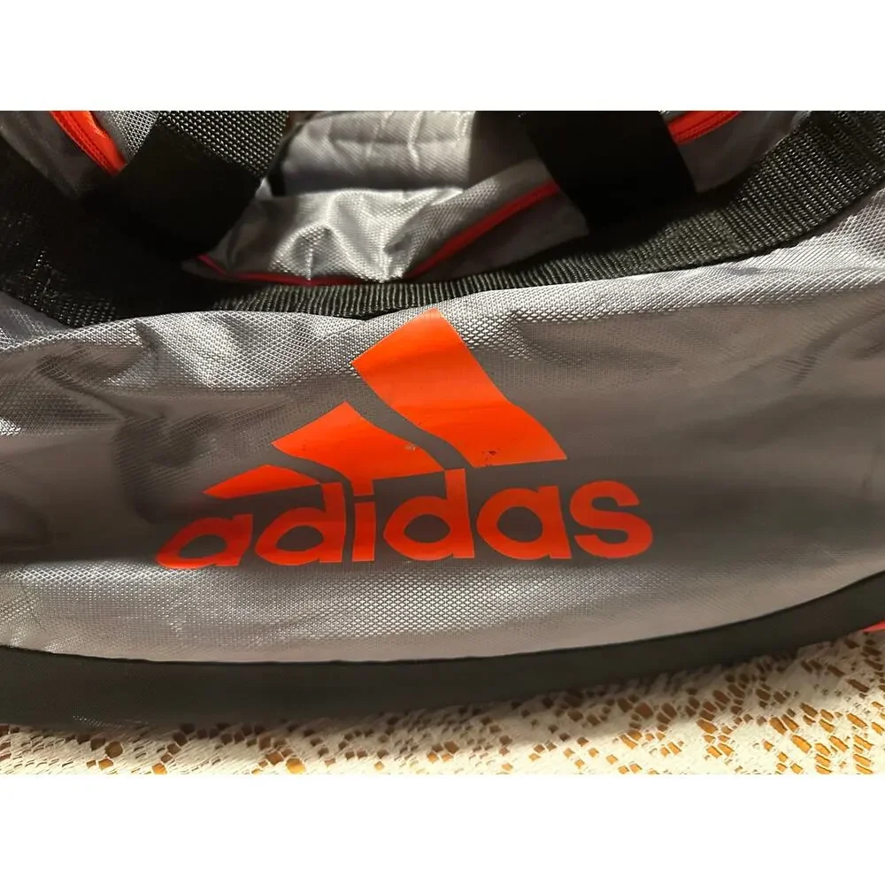 Adidas Defender IV Duffel Bag Small Grey Solar Red Gym Training Travel Tote 20